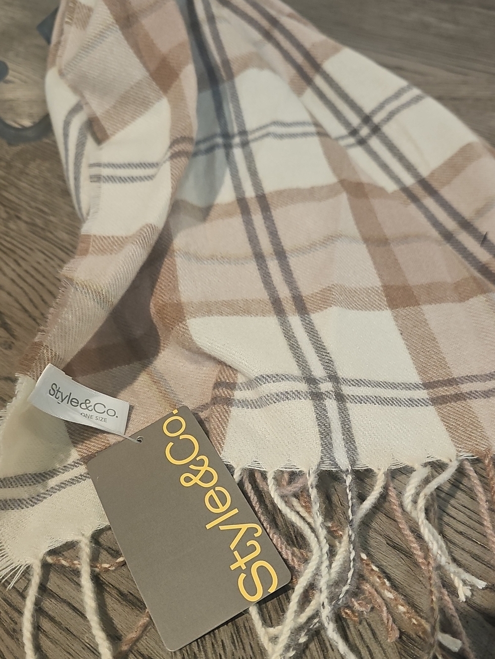 Style & Co. Tartan Plaid Fringe Wrap Scarf NWT $28